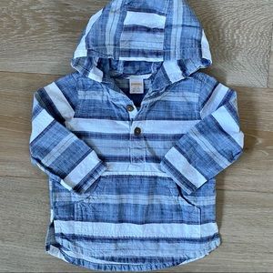 Chambray striped hoodie pullover